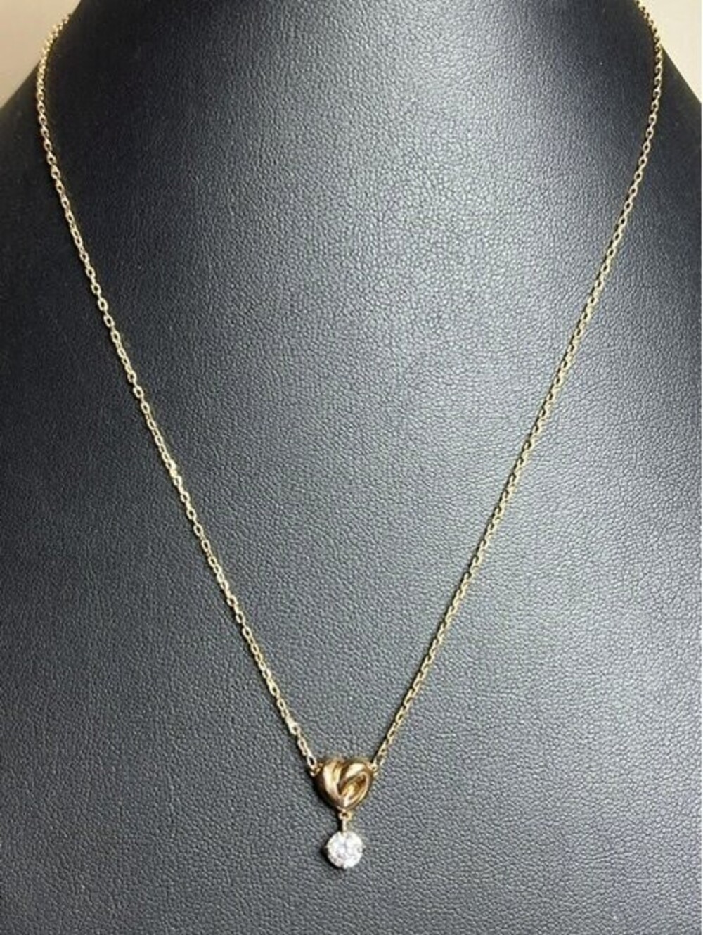 B7291 Swarovski Heart Pendant Necklace rose Gold Tone Crystal Dangle 17"